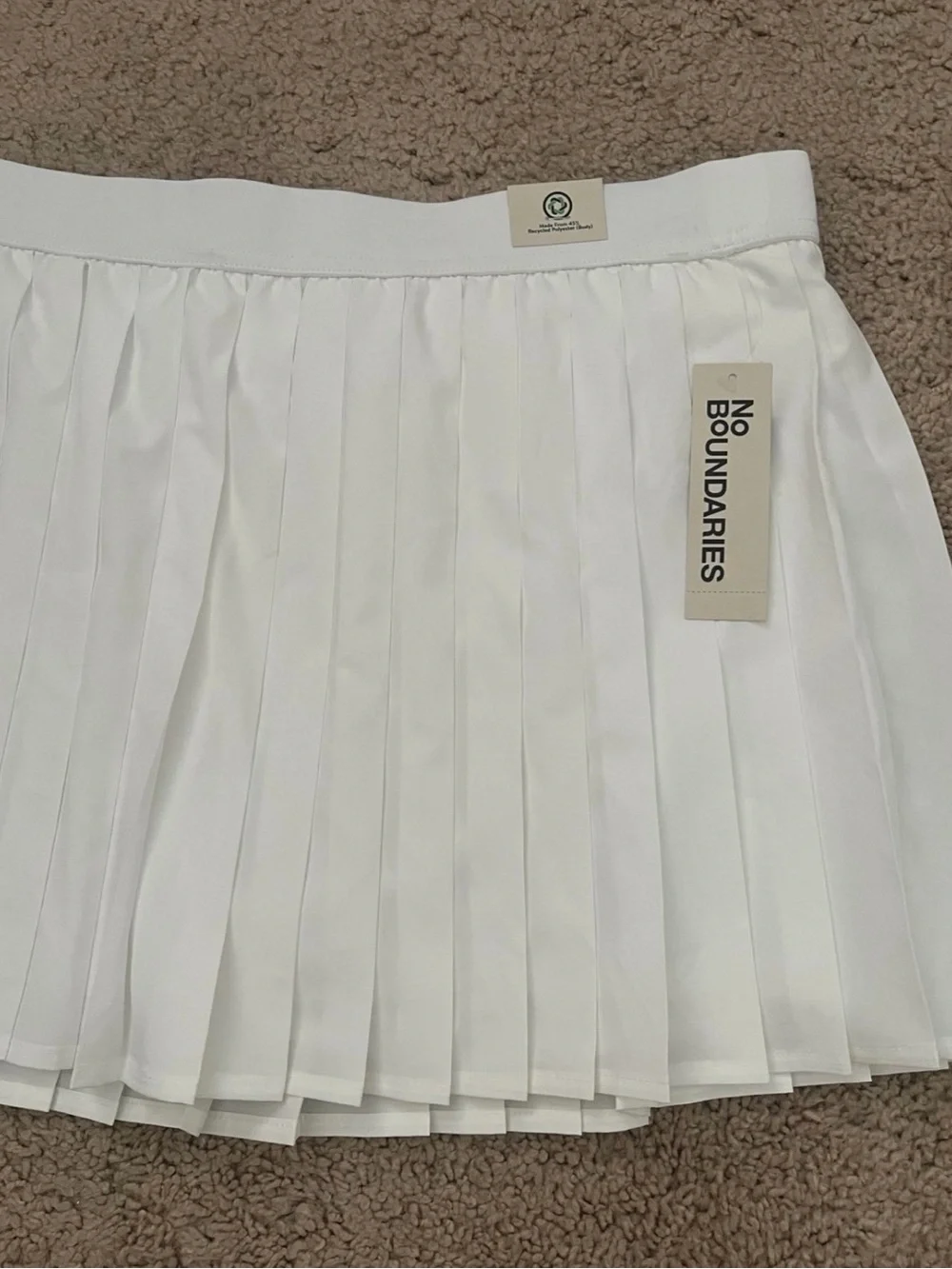No Boundaries White Pleated Mini Skirt
